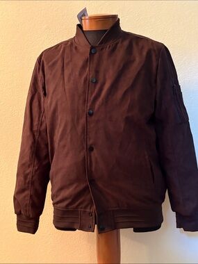 Classic Faux Suede  Brown Bomber Jacket